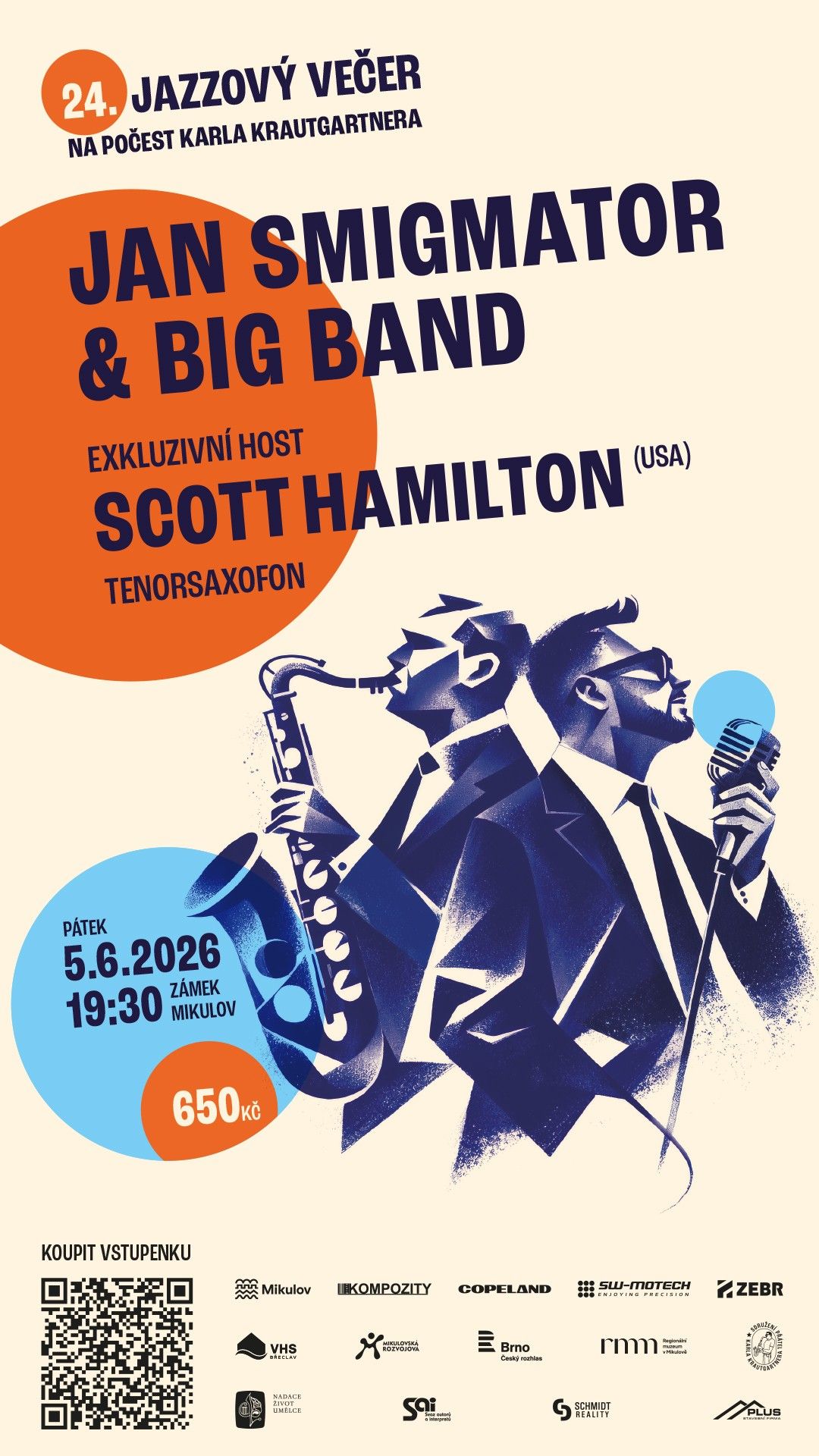 JAN SMIGMATOR & BIG BAND, exkluzivní host Scott Hamilton (24. Jazzový večer na počest Karla Krautgartnera)